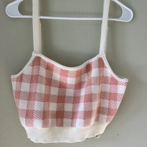 Altar'd State Pink and White Checkered Crop Top